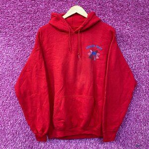 Triple Red Geometric Embroidered Logo Hip Hop Hoodie Large